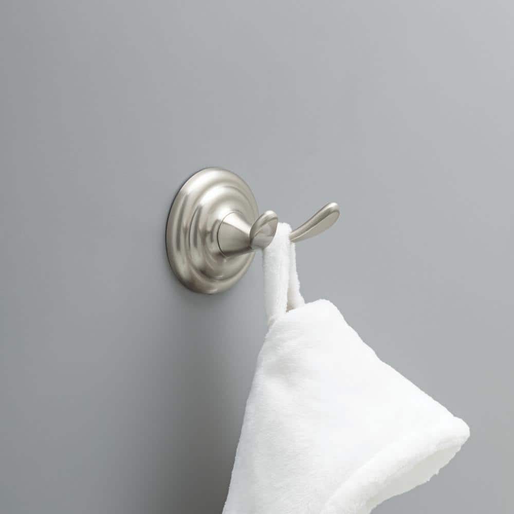 Brushed Nickel Wall Mounted Single J-Hook Robe Hook