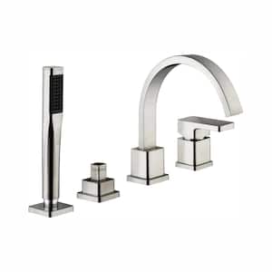 Marx Single-Handle Deck Mount Roman Tub Faucet with Handshower in Brushed Nickel