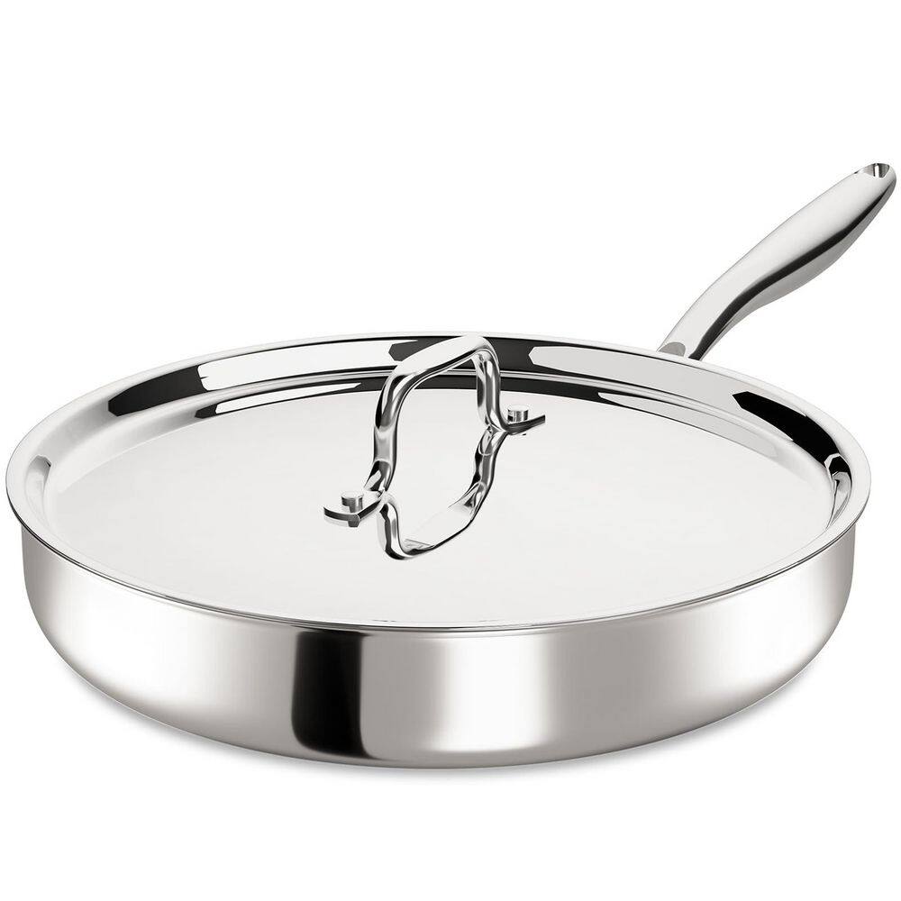 Tri-Ply Stainless Steel Frying Pan with Lid, PFOA/PTFE Free, Induction Dishwasher Oven Broiler Safe, 1 Piece price history on PriceWatchPro