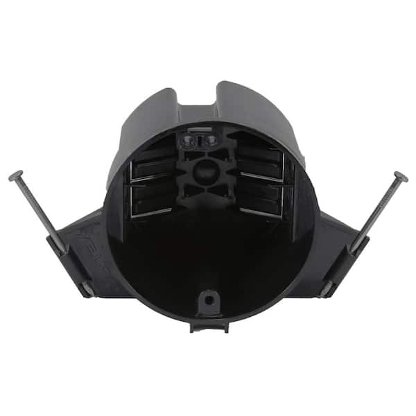 Cantex New Work 18 cu. in. Nail-on Round Electrical Ceiling Box with Wiring Clamps, 50-lb. Capacity, Black