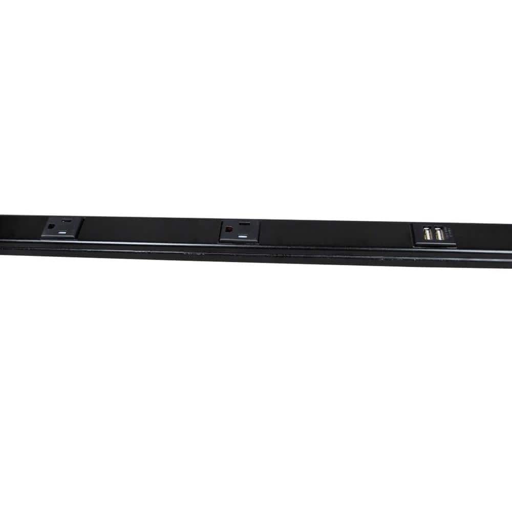 Legrand Wiremold Plugmold 3 ft. 5-Outlet/2-USB hardwire Power Strip with Tamper Resistant Receptacles, Black