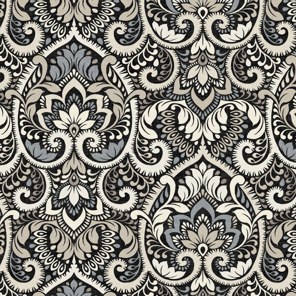 Aurora Damask Black 21" Outdoor Dining Chair Cushion Set
