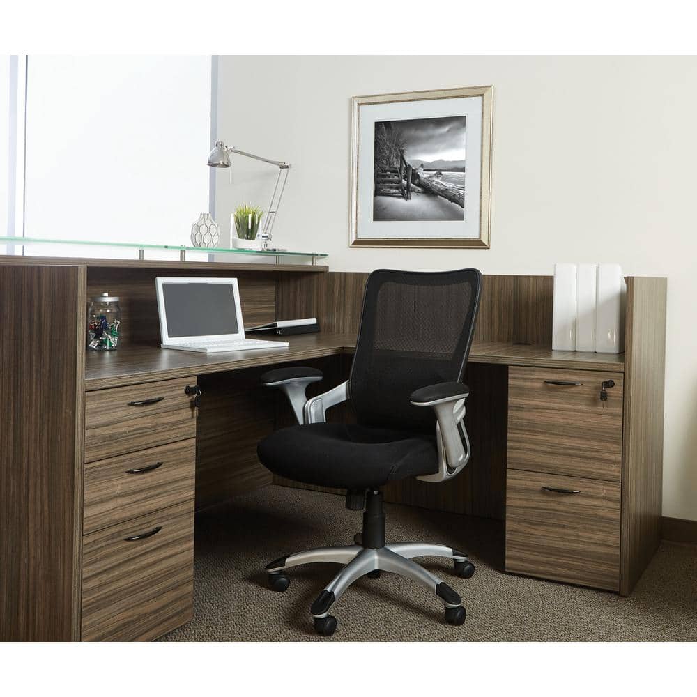 Work Smart Black Mesh and Leather Adjustable Executive Chair