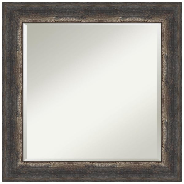 Amanti Art Bark Rustic Char 25 in. H x 25 in. W Framed Wall Mirror