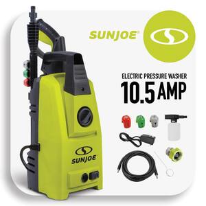 10.5 Amp Cold Water Corded Electric Pressure Washer with 3 Quick Connect Tips and 11.8 fl. Oz Foam Cannon