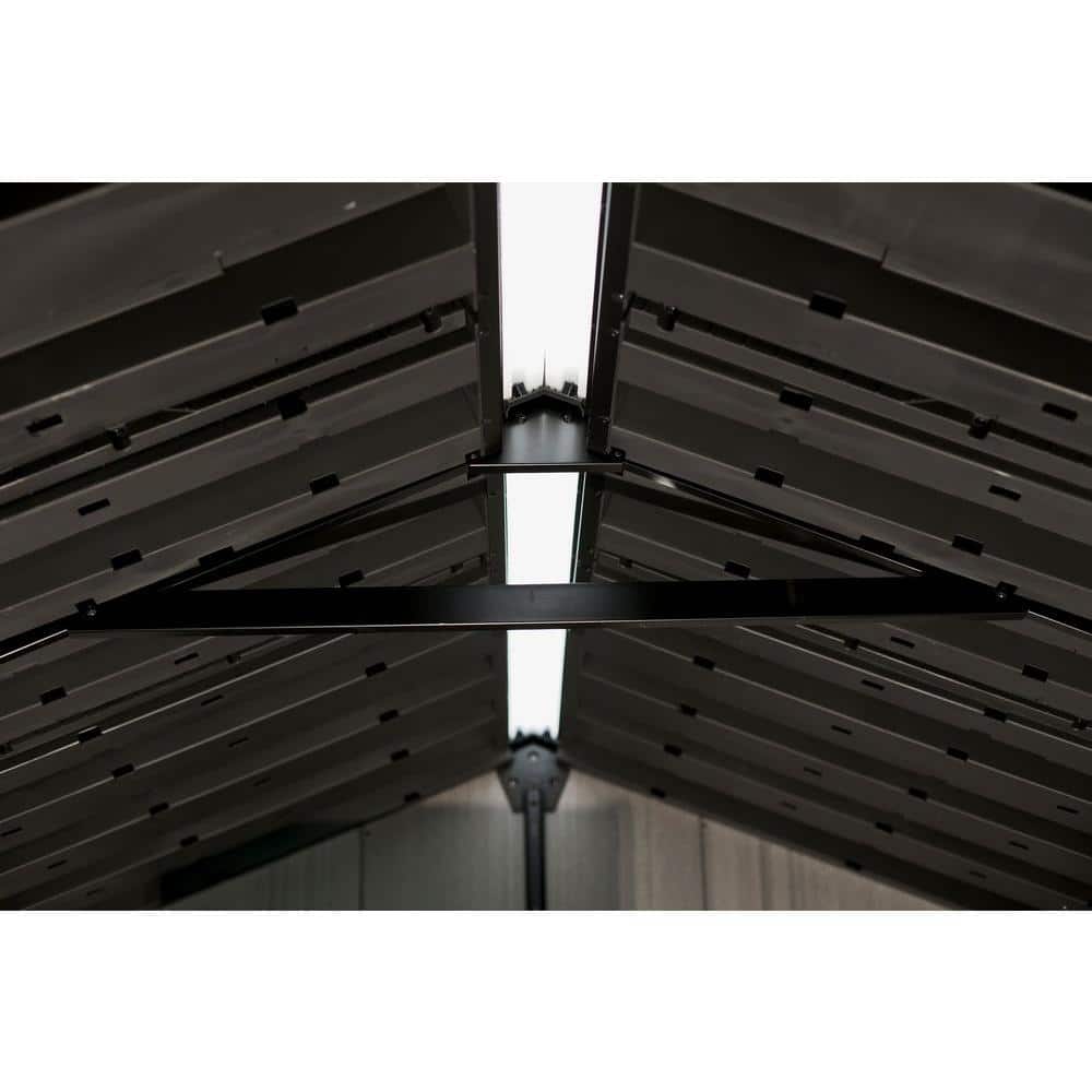 Gray Resin Outdoor Storage Shed with Double Doors and Skylight