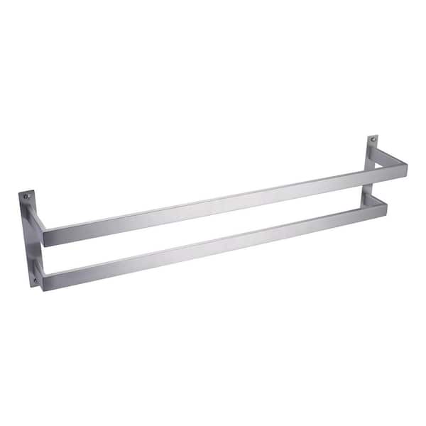 VEVETTA 32 in. Wall Mounted Double Towel Bar Bath Hardware Accessory in Brushed Nickel