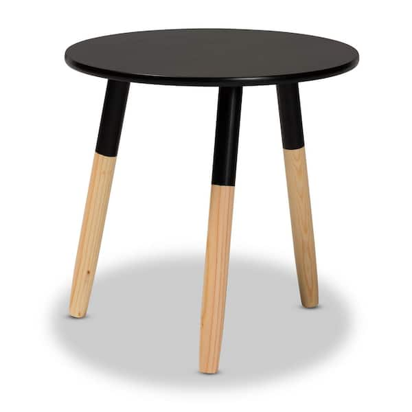 Baxton Studio Obert 18 .9 in. Black and Oak Brown Round Wood Top