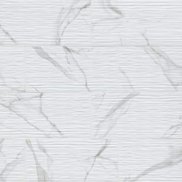 MSI Take Home Tile Sample - Lumino Statuary Stripe White 4 in. x 4 in. Glossy Wall Tile Flooring Ceramic Tile