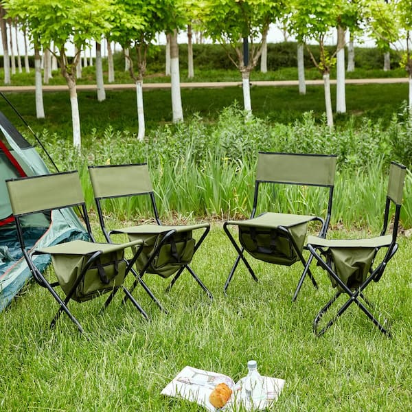 wayofatry 4-Piece Portable Folding Outdoor Chair with Storage Bag for Outdoor Camping, Picnics and Fishing in Green