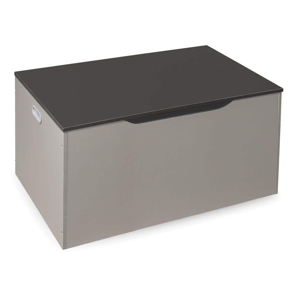 Light Gray and Dark Gray Woodgrain Toy Storage Bench