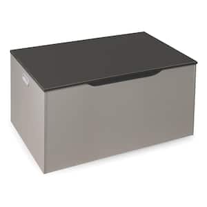Gray Woodgrain Flat Bench Top Toy and Storage Box