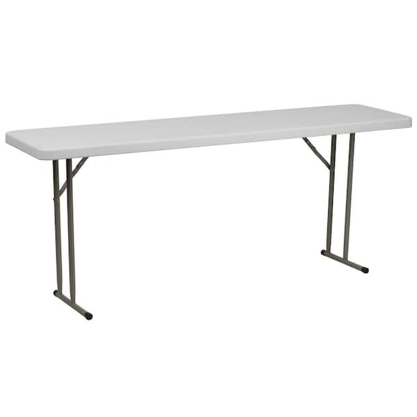 Unbranded CGA-RB-5477-GR-HD 72 in. Granite White Plastic Tabletop Metal Frame Folding Table - 1