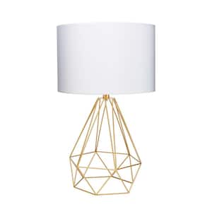 Celeste 26" Gold Wire Geometric Table Lamp with Drum Shade