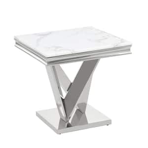 Titan 24 in. L Silver Sq. Faux Marble End Table