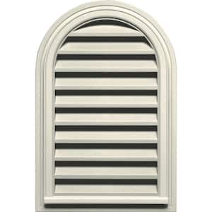 22 in. x 32 in. Round Top Plastic Built-in Screen Gable Louver Vent #082 Linen