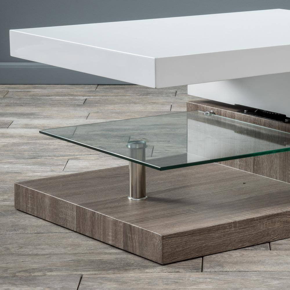 Bridgetown 36" White and Oak Rotatable Coffee Table