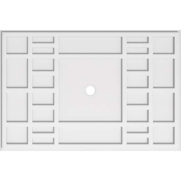 Ekena Millwork 38 in. W x 25-3/8 in. H x 2 in. ID x 1 in. P Beaux Architectural Grade PVC Contemporary Ceiling Medallion