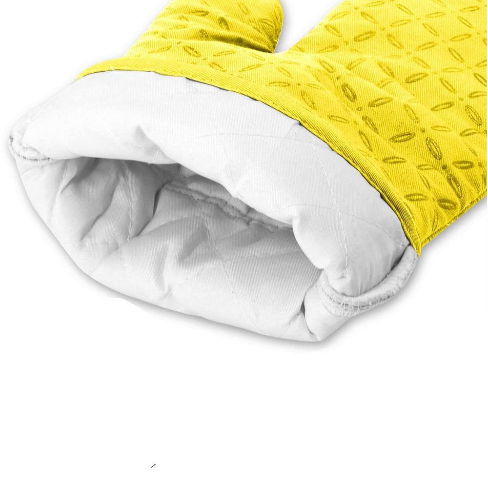 Yellow Silicone and Cotton 6-Piece Oven Mitt and Pot Holder Set
