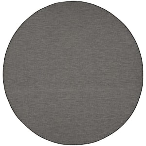 8' Charcoal Round Power Loom Area Rug