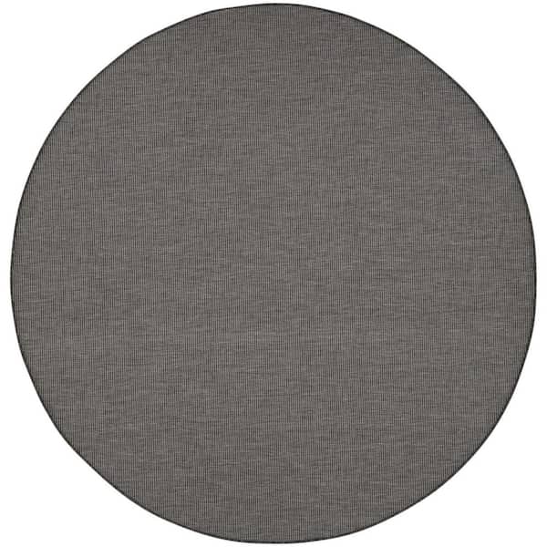 HomeRoots 8' Charcoal Round Power Loom Area Rug