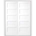 Steves & Sons 48 in. x 80 in. 2-Panel Square Shaker White Primed Solid ...