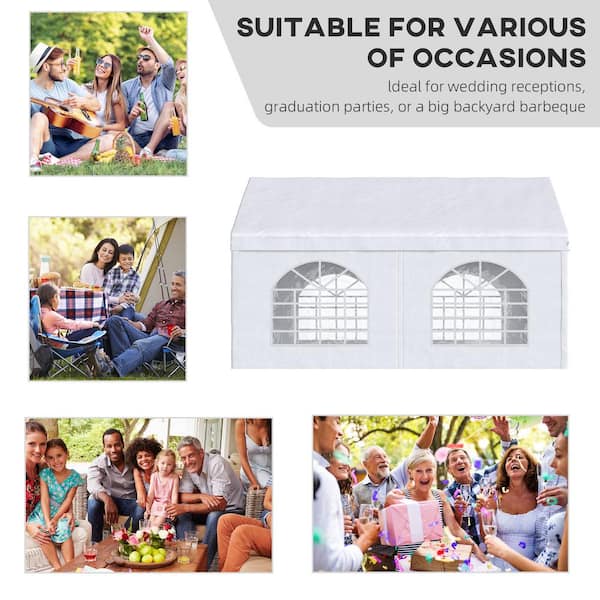 ホワイトビーチ Outsunny 16 ft. x 13 ft. Outdoor White Party Tent Carport