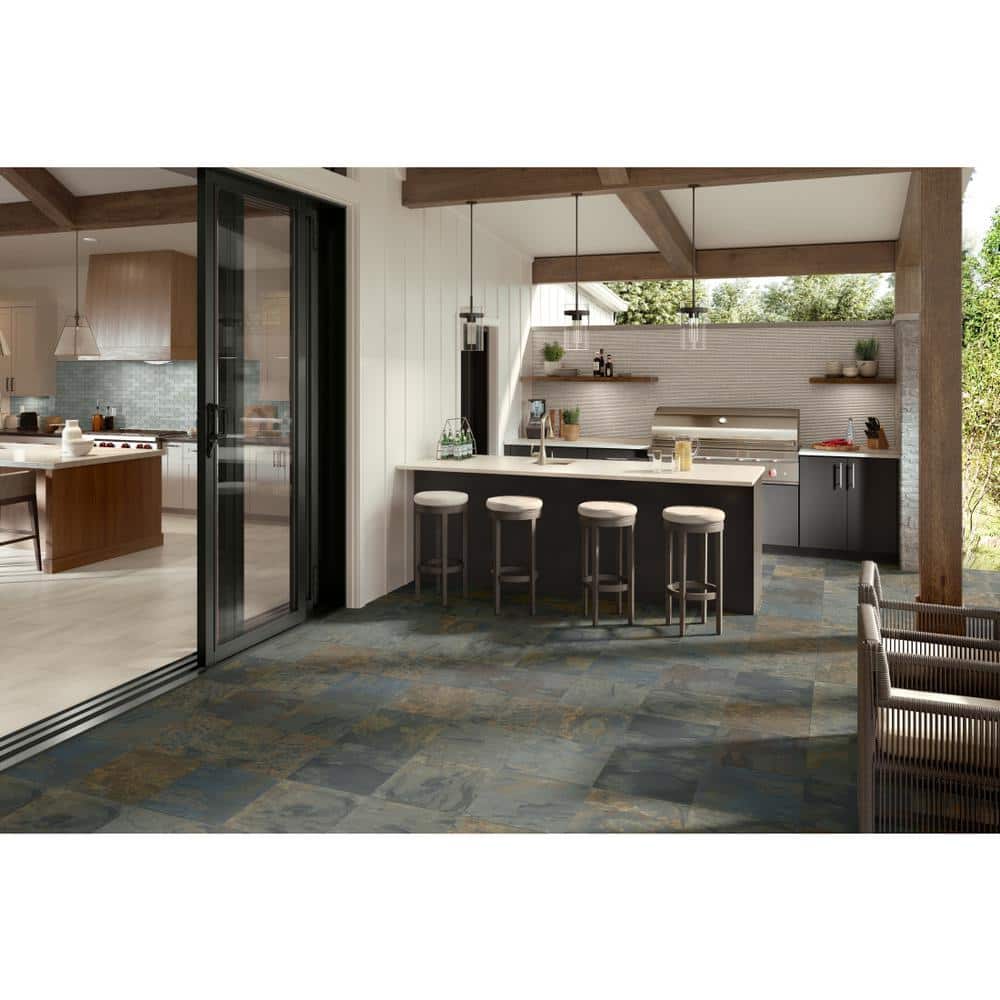 Rustic Gold Slate 16x16 Matte Stone Look Tile