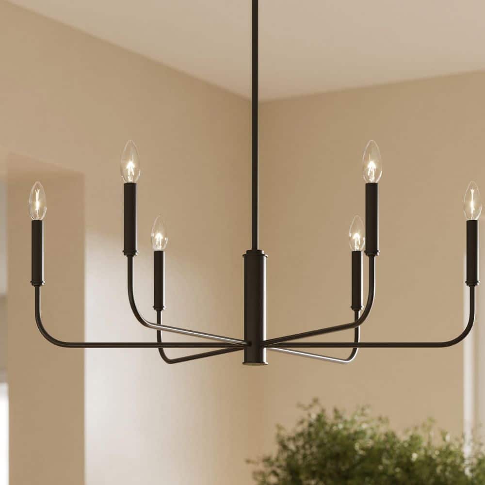 Reines 60-Watt 6-Light Matte Black New Traditional Large Chandelier price history on PriceWatchPro
