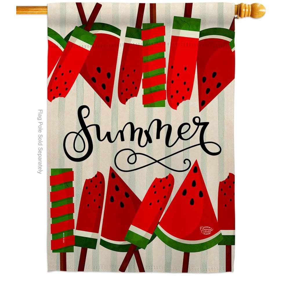 Ornament Collection 28 in. x 40 in. Sweet Watermelon Summer House Flag DoubleSided Decorative