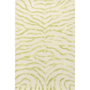 Hand Tufted Plush Zebra Green 5 ft. x 8 ft. Area Rug