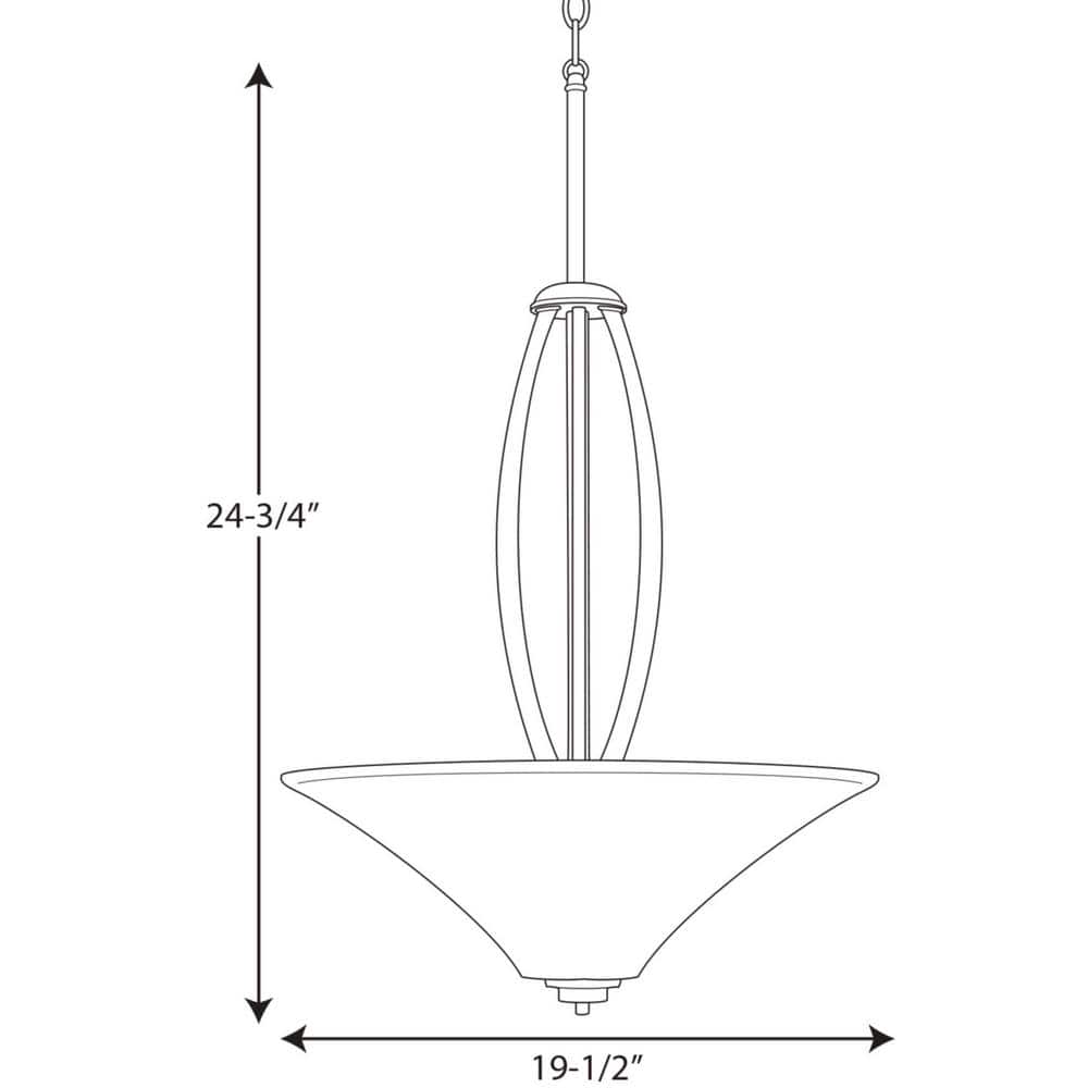 Joy Antique Bronze 3-Light Inverted Pendant with Fluted Glass Shade