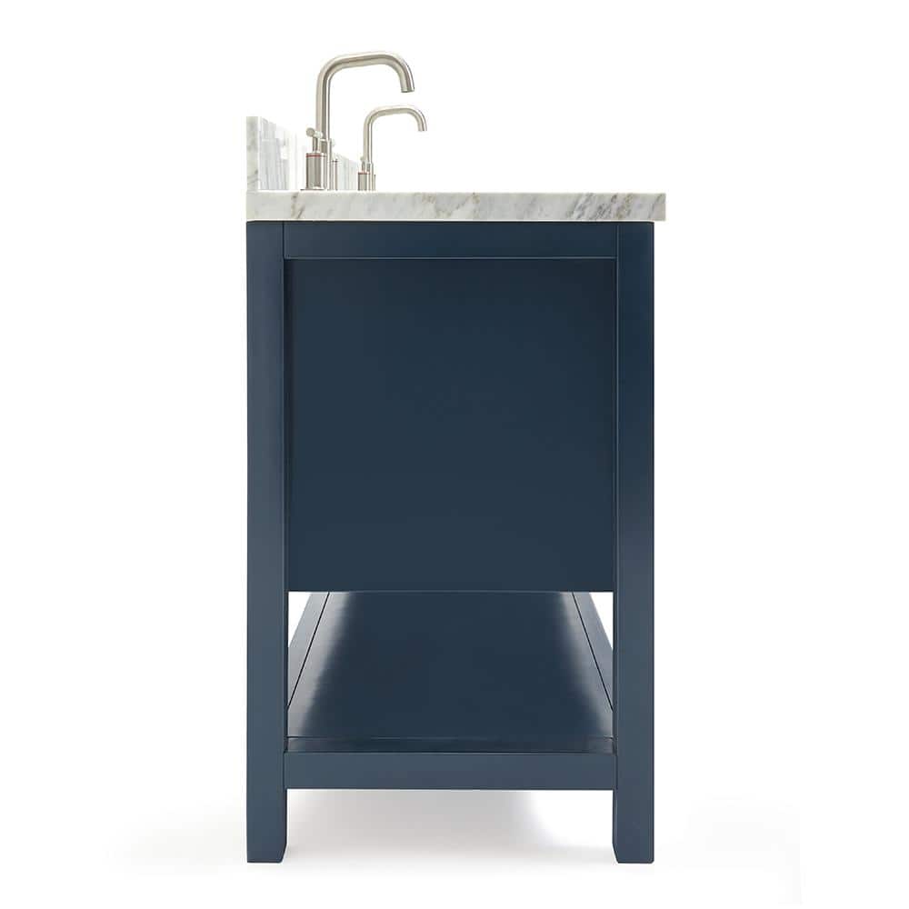 Magnolia Midnight Blue Double Vanity with Carrara Marble Top