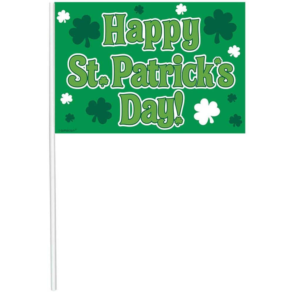 Amscan 10.5 In. X 6.5 In. St. Patrick's Day Plastic Flags (12-count, 2 