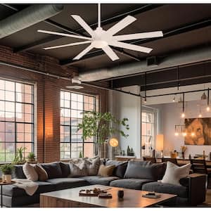 Slipstream 65 in. Integrated LED Indoor/Outdoor Flat White Ceiling Fan with Light with Remote Control
