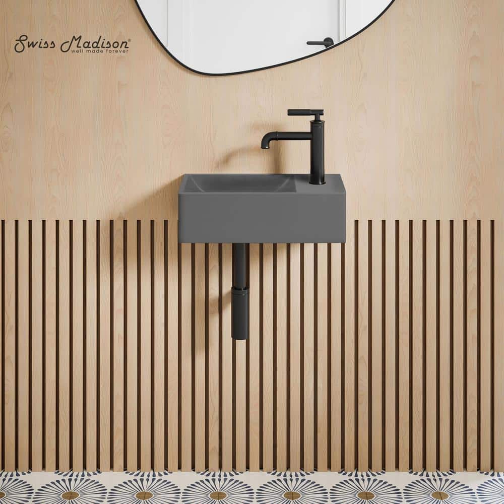 Lisse 17.5" Dark Grey Ceramic Wall-Mount Vessel Sink