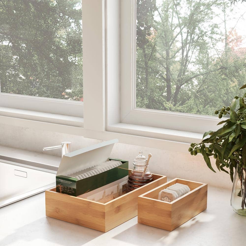 Modular Bamboo 5-Compartment Desk Drawer Organizer