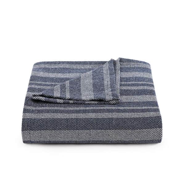 Harbor Stripe Navy Blue Yarn Dyed Cotton King Blanket
