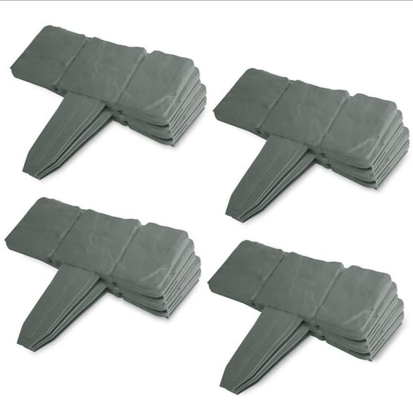 20-Pieces Cobbled Stone Effect Plastic Garden Lawn Border Edging Grey