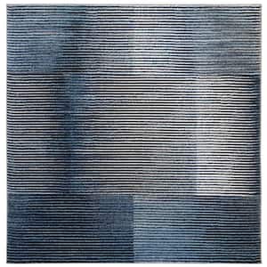 Galaxy Blue/Navy 5 ft. x 5 ft. Square Abstract Area Rug