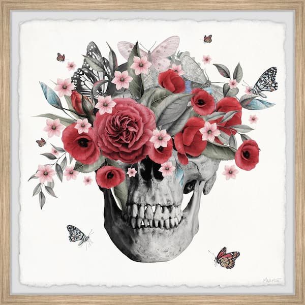 Wall Art Print, Skull & flowers