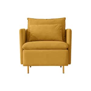 Modern 30.7 in. Yellow Fabric Accent Design Upholstered Single Armchair with Metal Feet