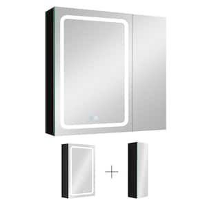 30 in. W x 30 in. H Rectangular Aluminum Medicine Cabinet with Mirror, LED Dimmable Light