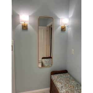 14 in. W x 47 in. H Rectangular Aluminum Alloy Framed Wall Bathroom Vanity Mirror in Gold