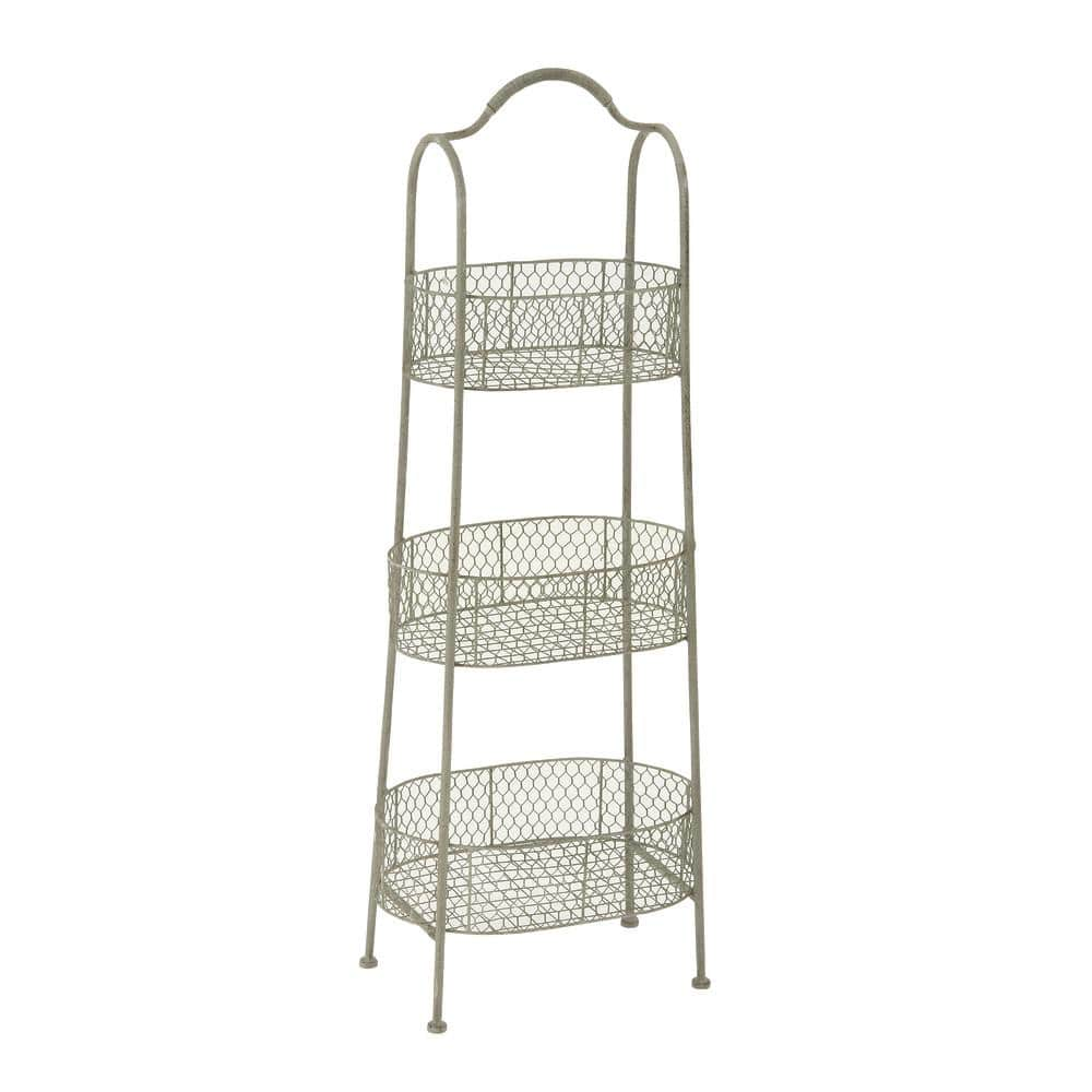 Litton Lane White Metal Farmhouse 3-tier Server