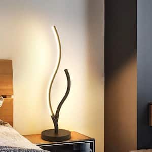 21 in. Black Aluminum Integrated LED Branch Shaped Table Lamp for Living Spaces with Stepless Dimming and Remote Control