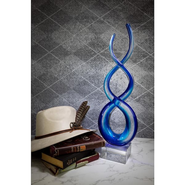 Badash Crystal Touch Of The Blues Murano Style 18 in. H Art Glass