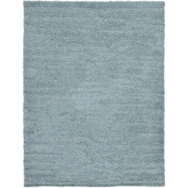 Unique Loom Solid Shag Slate Blue 7 ft. x 10 ft. Area Rug