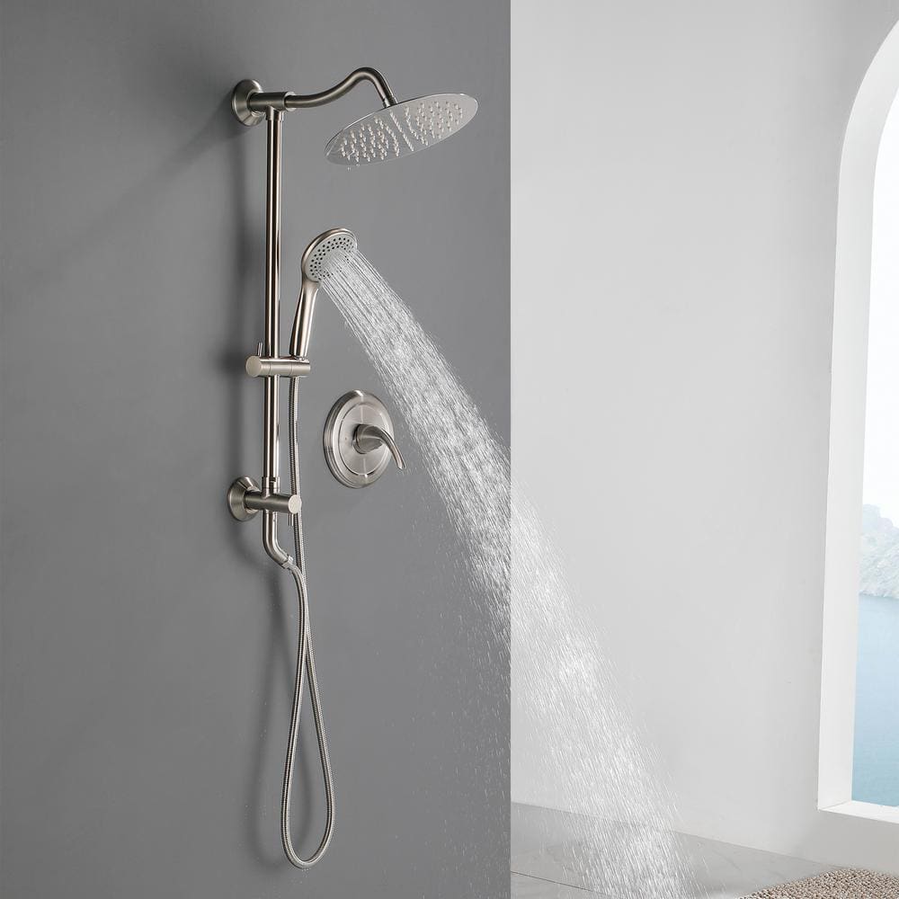 Single Handle 3-Spray Patterns 2 Shower Heads Shower Faucet 3.2 GPM w/ High