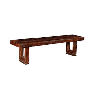 70 in. Brown Backless Bedroom Bench with Wooden Frame